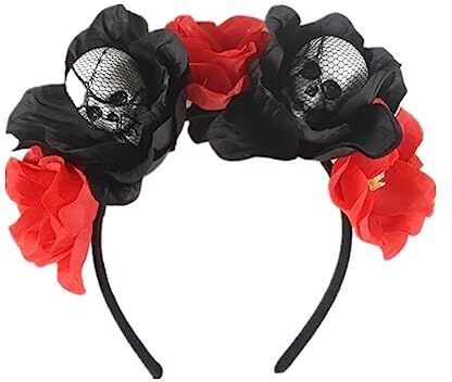 LICHENGTAI Fascia per Capelli con Teschio di Halloween, Cerchio per Capelli di Halloween Cerchietto Fiori Cerchietto di Halloween Cerchietto per Capelli con Fiori Accessori per Capelli Donna