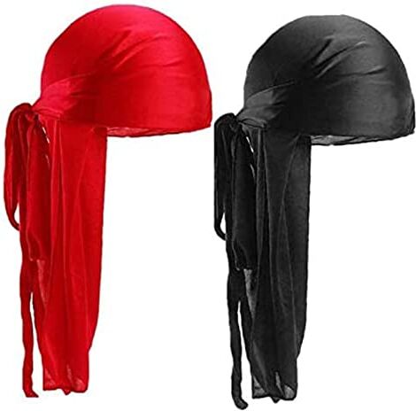 Hpamba Berretto Beanie Bandana Ciclismo Cappello Turbante Fascia da Pirata Coda Regolabile Turbante Cappello Berretto Morbida Pirata Elastico Bandana Turbante Coda Copricapo Durag per Uomo Donna 2 Pezzi