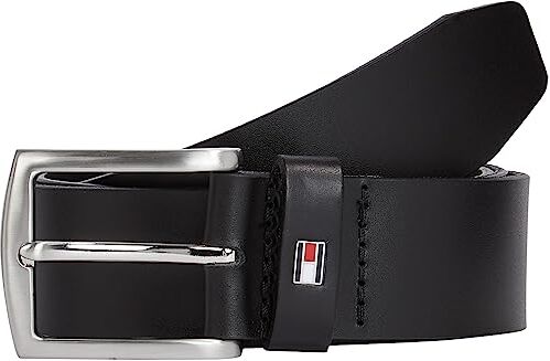 Tommy Hilfiger Cintura Uomo New Denton 3.5 Belt Cintura in Pelle, Nero (Black), 115