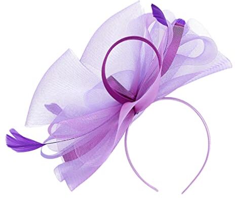 minkissy Fermaglio per capelli con fiori, accessorio per capelli da sposa, fascinator, cappello da tè, derby, tea party, copricapo da sposa, per donne (viola), fermagli per capelli neri