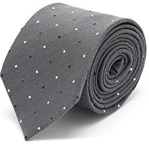 BRERA 67 Cravatta Uomo Elegante in Lana e Seta Grigio Pois   Cravattino per Completo 148x8   Cravatte Slim per Vestito da Cerimonia e per Abiti da Lavoro