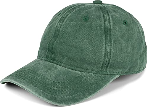styleBREAKER Unisex 6-Panel Vintage cap Plain Washed Look Baseball cap Metal Buckle Adjustable , Colore:Verde Scuro