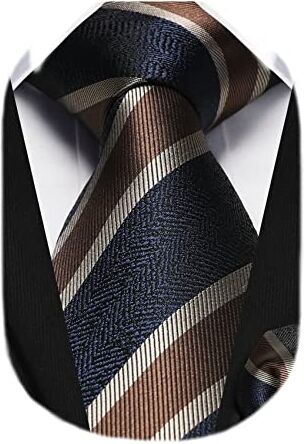 HISDERN Uomo Cravatta da Nozze Business Cravatte e Fazzoletto Blu Navy/Oro