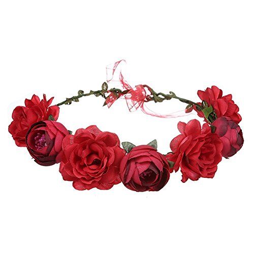 BYNYXI Corona di fiori per donne capelli matrimonio corona da sposa fascia per capelli regolabili corona di fiori floreali fascia da sposa comunione festiva fascia di fiori per ragazze