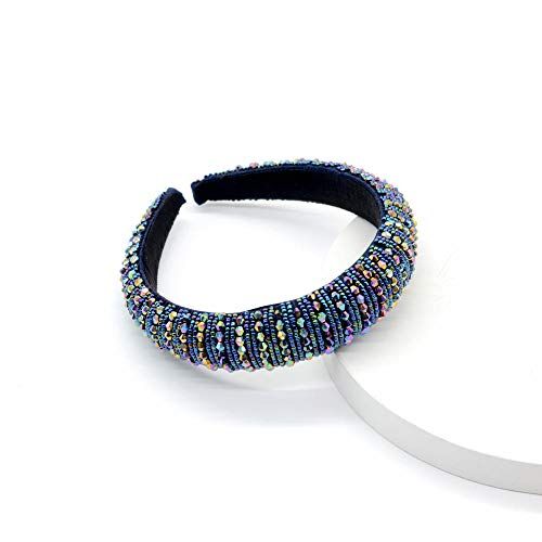 ZHANGXIANG Cerchietto Accessorio Per Capelli In Cristallo Di Perle Intrecciate Con Fascia In Strass-Blu Colorato