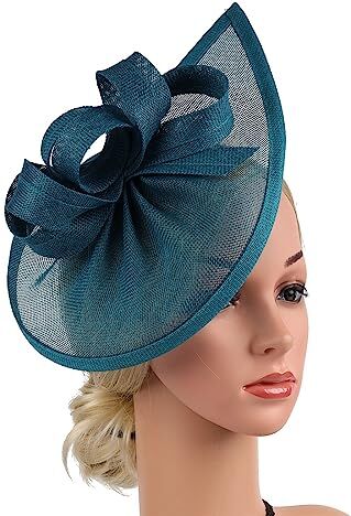 HEBBES Cappello vintage Cocktail Tea Party Fascinator Fascia for capelli da donna Matrimoni Fascia Prom Fotografia Accessori for capelli Fasce moda (Color : Denim Blue)