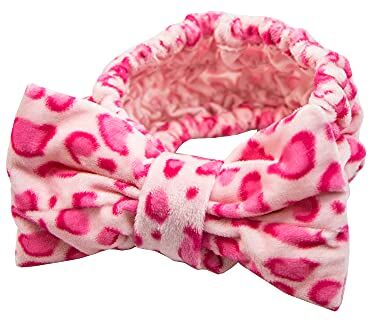 The Vintage Cosmetic Company Lola Make-up Headband Hold Hair Back Super-Soft Fabric Pink Leopard Print Design