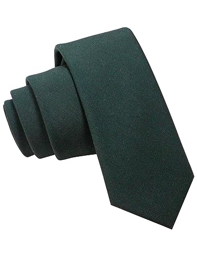 JEMYGINS Uomo Cravatta Sottile in Tessuto Misto Cotone da 6cm di Larghezza Disponibile in Diverse Colorazioni,Cotone, verde scuro