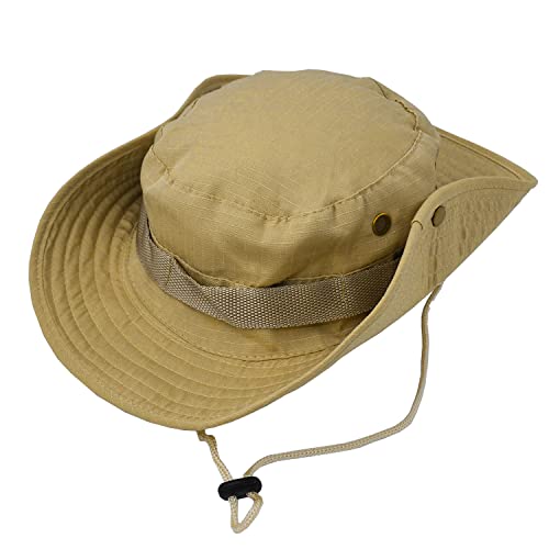 Taeku Cappello Boonie Uomo Donna Anti UV Protezione Solare a Tesa Larga Cappello per Esterni Safari Cappello da Sole per Esterno Escursionismo (Marrone)