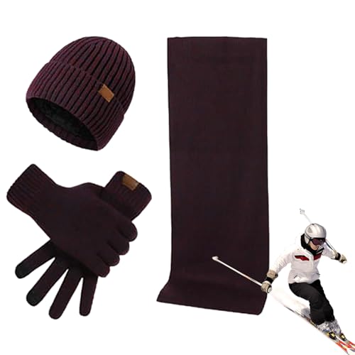 manting Set di cappelli, guanti e sciarpa, cappello e guanti caldi da donna, comodi e spessi e delicati sulla pelle, set di guanti scaldacollo elastici invernali
