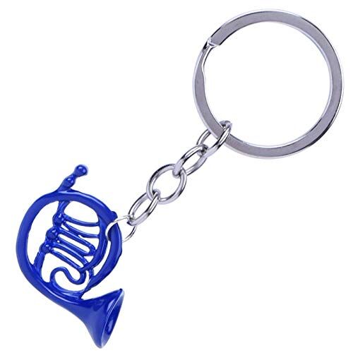 Redxiao Portachiavi francese portachiavi, portachiavi corno, portachiavi strumento musicale, per la famiglia regalo di anniversario dell'amante del regalo del ringraziamento(5*5*3cm-Blue French Horn Keychain)