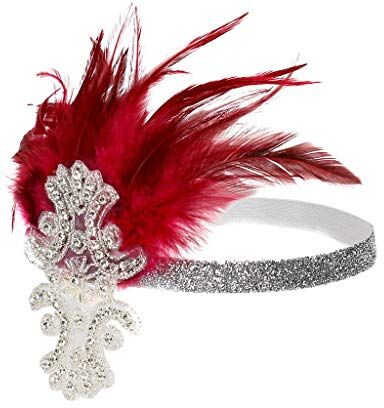 Generico Headpiece Great Prom Gatsby Vintage Headband Headdress Flapper Headband Cerchietti Ragazza (Wine Red, One Size)