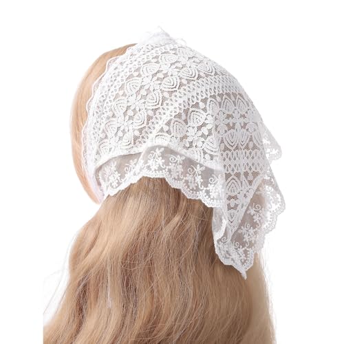 Whakano Fasce per capelli da donna, bandane in pizzo, fascia decorativa, fazzoletti triangolari, sciarpa, copricapo, accessori per capelli per donne e ragazze, colore bianco