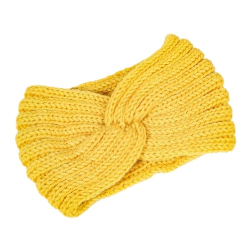 Generic YeQ662 Fascia da donna invernale in lana lavorata a maglia, stile casual, con orecchie, taglia unica, colore: giallo