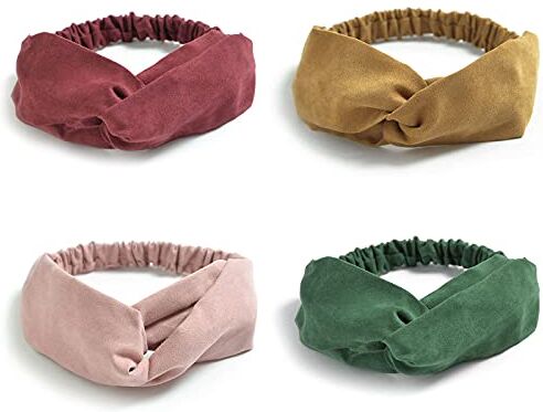 DRESHOW 4 Pezzi Fasce per Capelli Donna Elastica Turbante Fascia Capelli Cerchietti Annodato Fasce Accessori Capelli