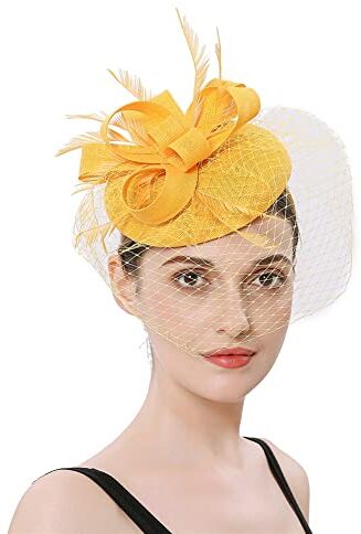 Youllyuu Cappello Pillbox da donna fascia da tè Fascinator cappello velo kentucky cappello per cocktail