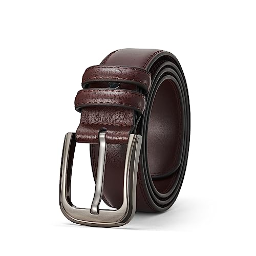 TEAMMAO Cintura Uomo Pelle Cinta Uomo Nera 110CM-200CM Grande Vita 3,8CM Larghezza Affari Moda Casual Jeans Lavoro Cinture Belt(130CM,Marrone)