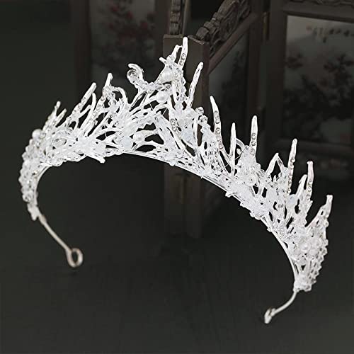 Generic Copricapo corona per bambini principessa ragazza corona ragazza fascia di cristallo coreano versione coreana accessori per capelli compleanno bambino bambino, fiamma d'argento