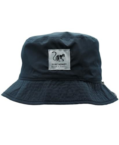 Surf Monkey Recycled Bucket Hat Cappello da pescatore, unisex, adulto, impermeabile, taglia unica, reversibile, Blu marino/Grigio, Taglia unica