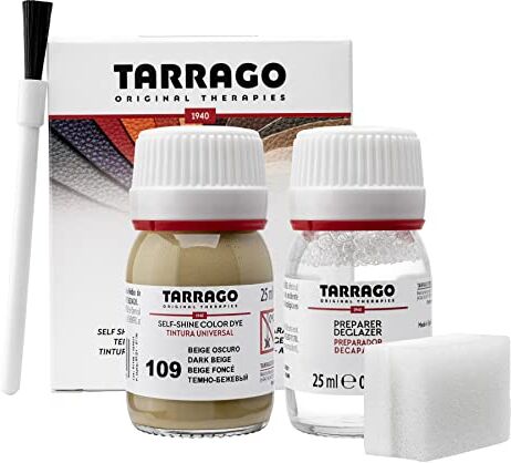 Tarrago Kit 25 ml di colorante auto-lucido   Tintura autolucidante per scarpe, accessori e primer   Copre sfregamenti e calzature Beige scuro (109)