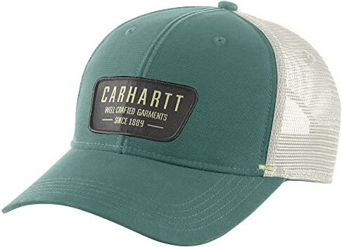 Carhartt Cappellino Patch Lavorato a Maglia Posteriore in Tela Coperchio, Ardesia/Verde, Taglia Unica Unisex-Adulto