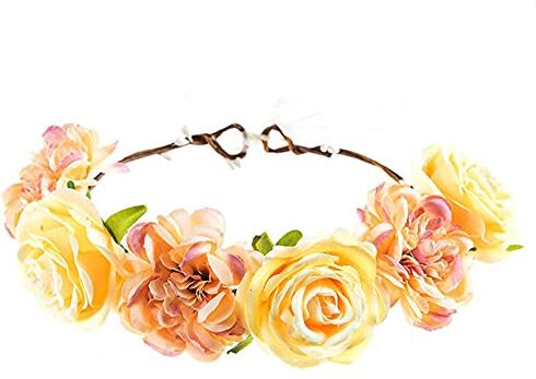 YWSTYllelty Fascia Sportiva Capelli Flower Wreath Garland Hairband Crown Hair Headband Women Floral Headband Cerchietto Bombato Oro