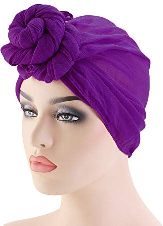 Sconosciuto Cappello da donna musulmano Hijab in cotone elasticizzato con testa turbante avvolgente Chemo Bandana sciarpa Cap (viola scuro)