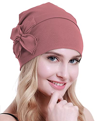 osvyo Cotone Chemo Turbanti Headwear Beanie Hat Cap per le donne Cancer Patient Hairloss, COTONE SABBIA MARRONE, Taglia unica