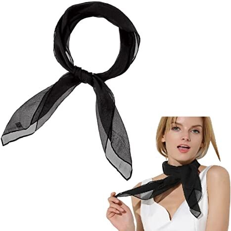 BEYEQCEZ Foulard Simil Seta Donna Raso Righe Multiuso   Bandana Donna   Bandana Donna   Foulard Righe   Scaldacollo Estivo, fazzoletto di seta Chiffon nero monocromatico uni foulard dimensione 65 x 56 cm