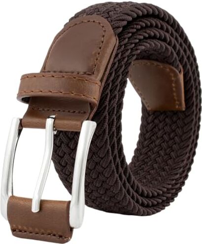 BOZEVON Cintura Elastica Intrecciata Cintura in Tessuto Elasticizzata Casual Unisex Cintura Cinta Regolabile Vintage per Uomo e Donna Lunghezza 105 cm Marrone