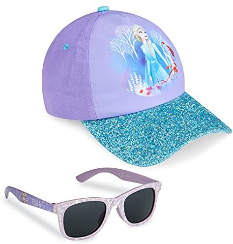 Disney Stitch Cappello Con Visiera e Occhiali da Sole Bambina Gadget Ariel Cappellino Glitter Baseball Idee Regalo (Viola)