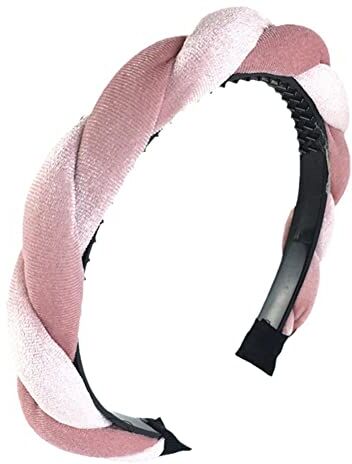 BINGDONGA Fasce for capelli da donna, fascia intrecciata in velluto Cerchietto for capelli morbido attorcigliato annodato for fascia in spugna for ragazze da donna forcina (Color : Rosa, Size : One-size)