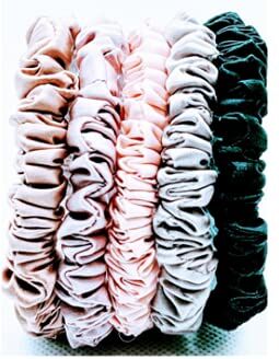 Generic Confezione da 3 scrunchies di seta magra (1 x grigio 1 x oro chiaro, 1 x lilla)