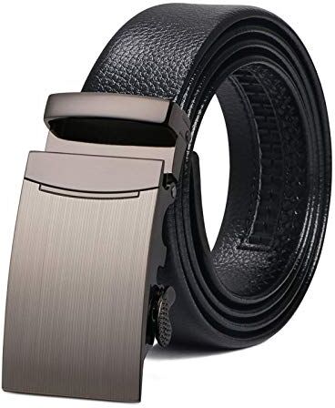 flintronic ® Cintura da Uomo in Pelle con Fibbia Automatica, Moda Cintura a Cricchetto 3.5cm * 130cm, con Portachiavi e Confezione Regalo