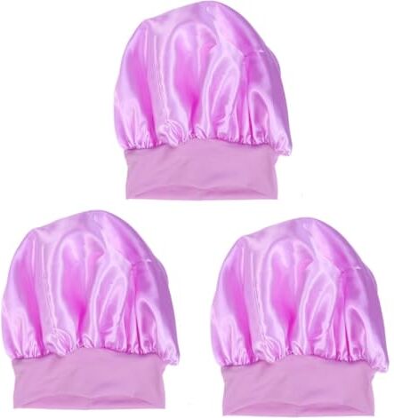 FRCOLOR 3 Pz berretto da notte elastico cappello viola satin bonnet fasce da donna berretti da notte per donne che dormono lato largo ampio letto laterale ragazza cuffia da doccia