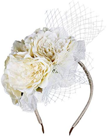 Generic Fascinators Fascia per capelli da donna, per feste, per cocktail, cappello, cappello, fiore, fascia per capelli, da uomo, taglia unica, colore: giallo