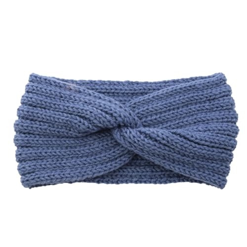 Generic Fascia per capelli da donna in maglia per yoga invernale morbida scalda le orecchie fasce per capelli elastiche con nodo bandane per il freddo antivento fasce per capelli b-blu