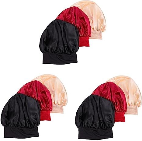 minkissy 9 Pz Berretto Da Notte Con Fibbia Regolabile Cappello a Cuffia Di Seta Berretto Da Notte in Raso Cappello Da Notte Poliestere Mancare Elevata Elasticità Fibbia Di Regolazione