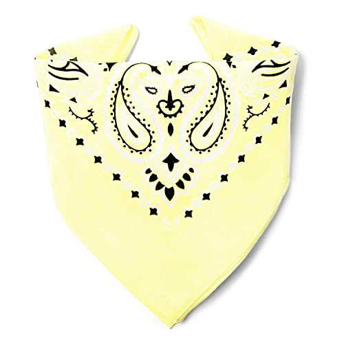 ...KARL LOVEN Bandana Giallo Pastello Motivo Paisley 100% Cotone Spessore Superiore 20 Colori Esclusivi