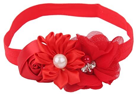 DUnLap Cerchietto Per Capelli Donna Bianco Fiore Girls Headwear Faband Fotografia Puntelli Puntelli for capelli Accessori for la fase di viaggio Party Stage Mostra 12 Colori Fascia Per Capelli (Size : Red)