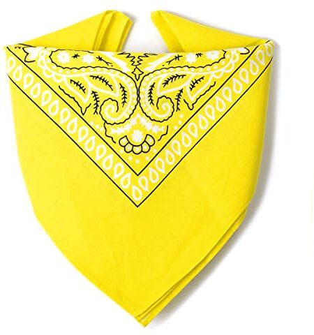 ...KARL LOVEN Bandane 100% cotone per donna uomo Bambini fazzoletto da collo bandana Giallo originale motivo paisley copricapo sciarpa per capelli collo polso testa cravatta motociclista