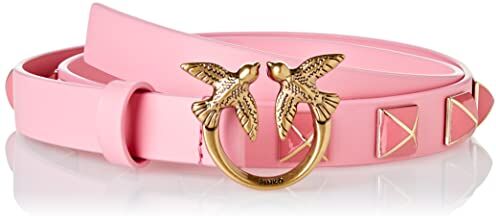 Pinko Love Berry H2 Belt Vitello Set Cintura, P31q_Rosa Marino-Antique Gold, M Donna