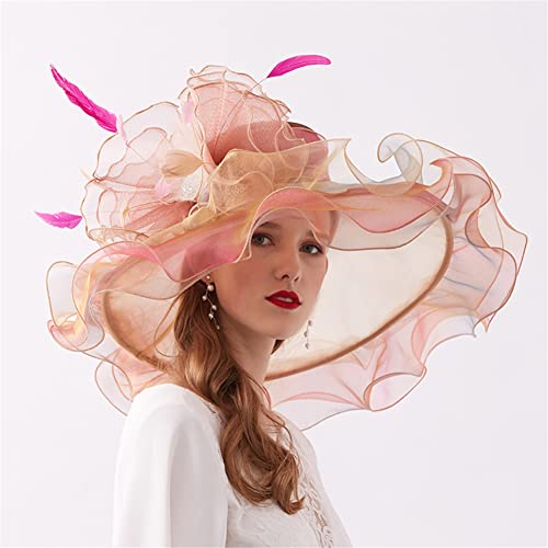 Youllyuu Estate Organza Derby Cappelli Donna Fascinator Cappelli Grande Cappello Da Sposa Chiesa Con Grande Fiore