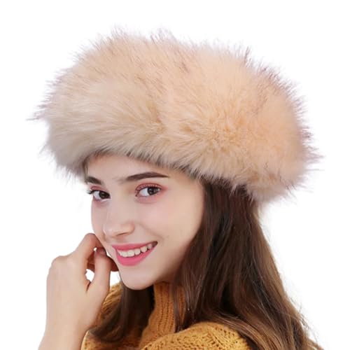 Cozylkx Fasce per Capelli Soffici in Peluche Paraorecchie Caldo Invernale Paraorecchie Cappello a Fascia in Stile Russo per Donna