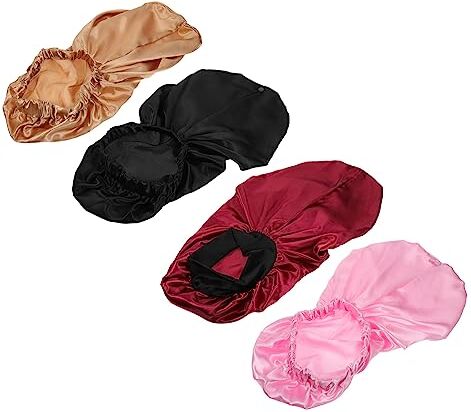 FRCOLOR 4 Pz Cuffia Per Cuffia Da Doccia Cuffia Per Dormire Per Ricci Tappo Bidet Hijab Per Ragazze Morbidi Cappelli Da Notte Raso Berretto Di Testa Viaggiare Con Cappello