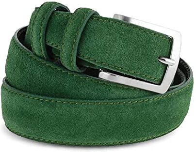 La Bottega del Calzolaio Cintura in pelle uomo camoscio classica verde artigianale made in italy (105 cm (40/42 EU))