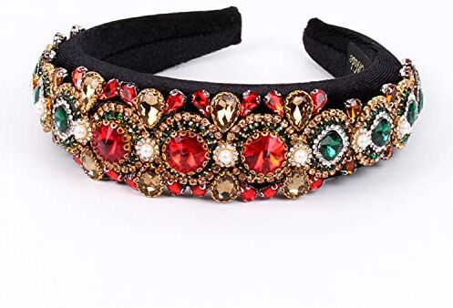 Antique Moda rosso strass perla Hairband bordo largo velluto antiscivolo moda capelli cerchio per donne ragazze