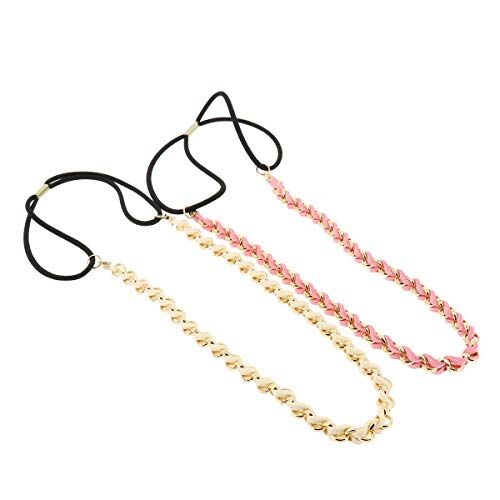 moonbow 2 x Fascia Capelli Donna Bianco e Rosa Fascia Dorata Intrecciata Suede aspetto Velluto Fascia Sottile Taglia unica Headband Matrimonio Vintage Look originale Boho, Hippie chic