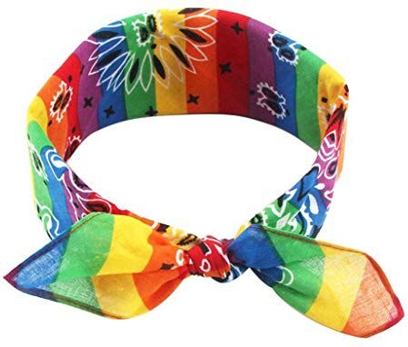 JunYe Bandana a fascia, Sciarpe a quadri arcobaleno Paisley Floreale Donna Ragazza Tasca in cotone Sciarpa quadrata Simpatico coniglio Orecchio Fascia Bandana Hip-Hop Cinturino Collo cravatta