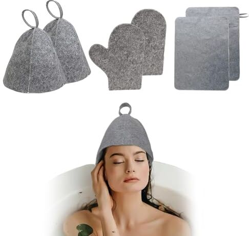 YIDM Grigio Cappello da Sauna: 6 pezzi Feltro Sauna Cappello, Lana Anti-calore Feltro Cuffia Sauna, Berretto da Sauna per Uomo e Donna, Sauna Cappello per Sauna Bagno o La Cottura a Vapore